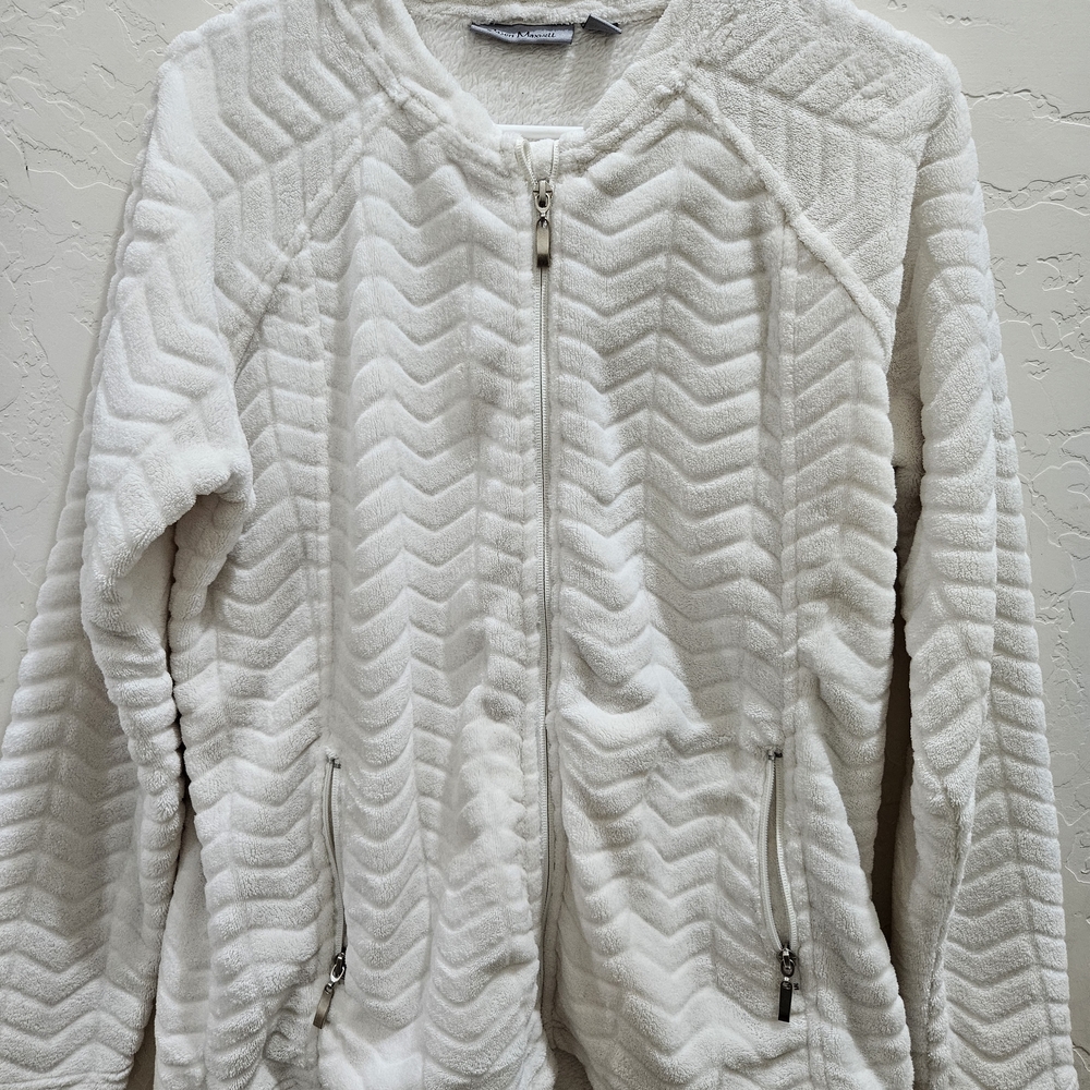 Jason Maxwell Cream Chevron Teddy Jacket